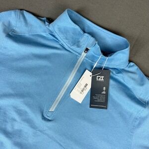Cutter & Buck Quarter Zip Men L Blue Coastline EpicComfort Eco Pullover MCK01347
